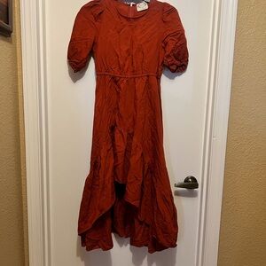 Rust Orange Midi Dress